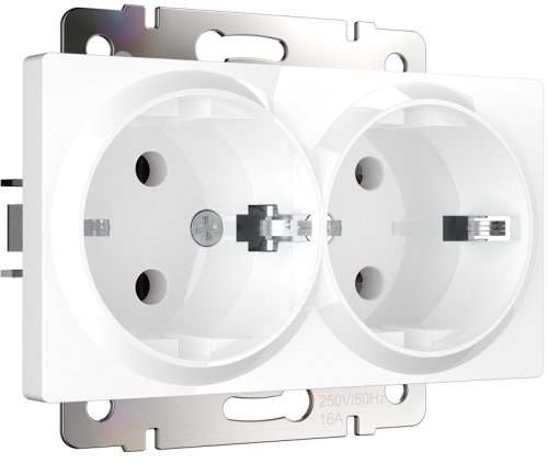 Розетка с заземлением без рамки Werkel 1-м. 2-мод. белый глянцевый картинка